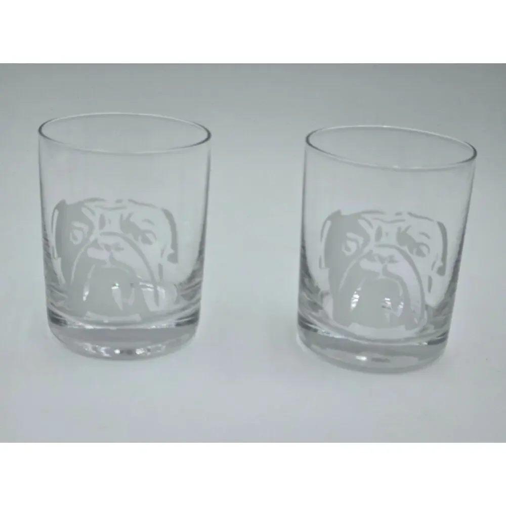 Williams Sonoma English Bulldog Rocks Glasses Set Of 2